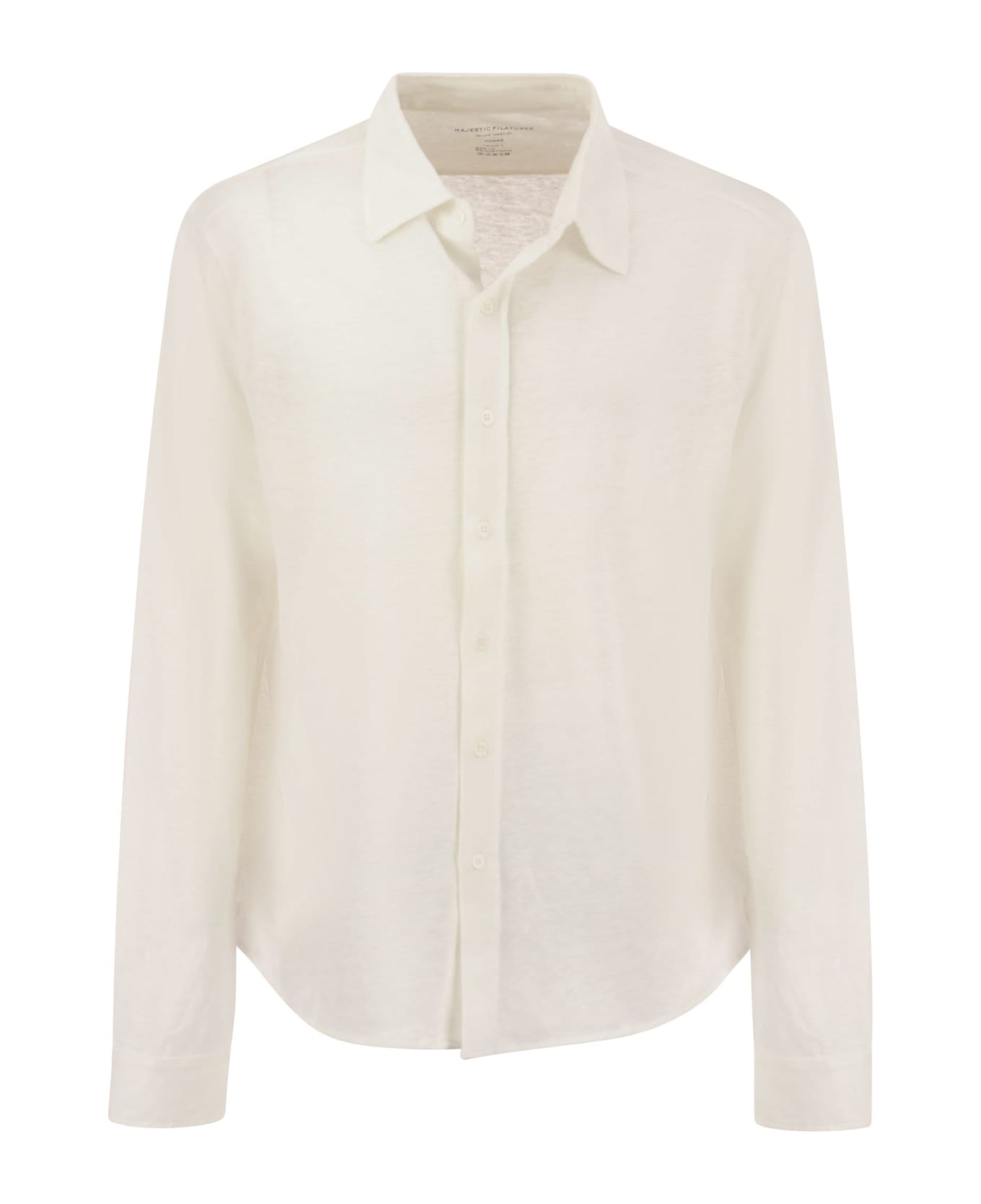 Majestic Filatures Linen Long-sleeved Shirt - White シャツ