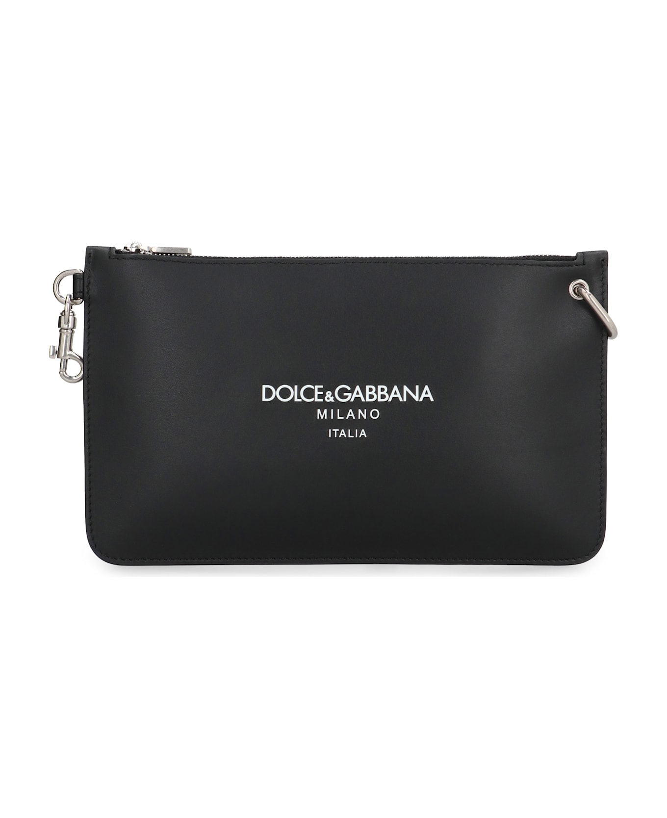 Dolce & Gabbana Necessaire Leather Flat Pouch - black