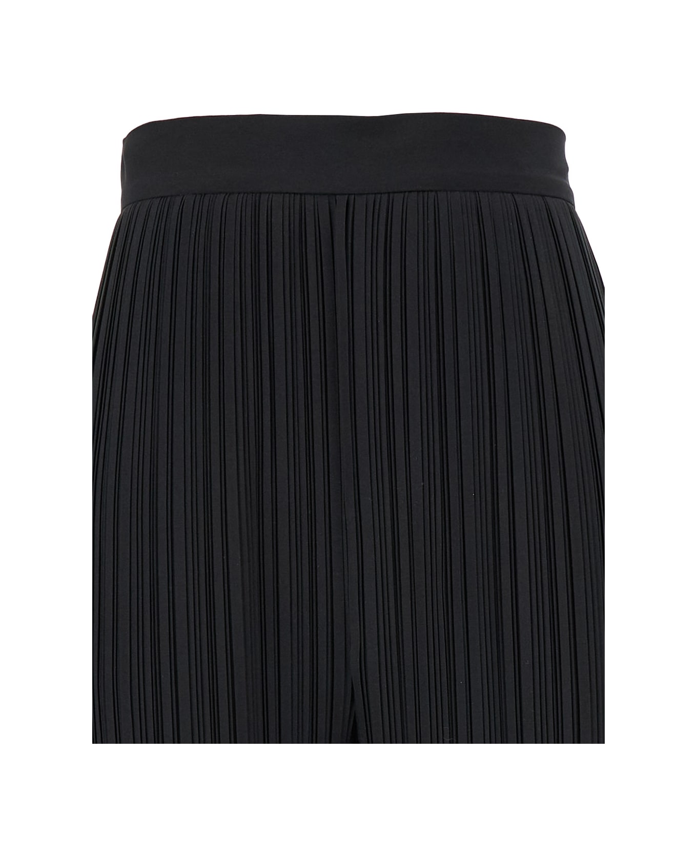 Lanvin Black Pleated Pants With Invisible Zip In Crêpe De Chine Woman - Black ボトムス