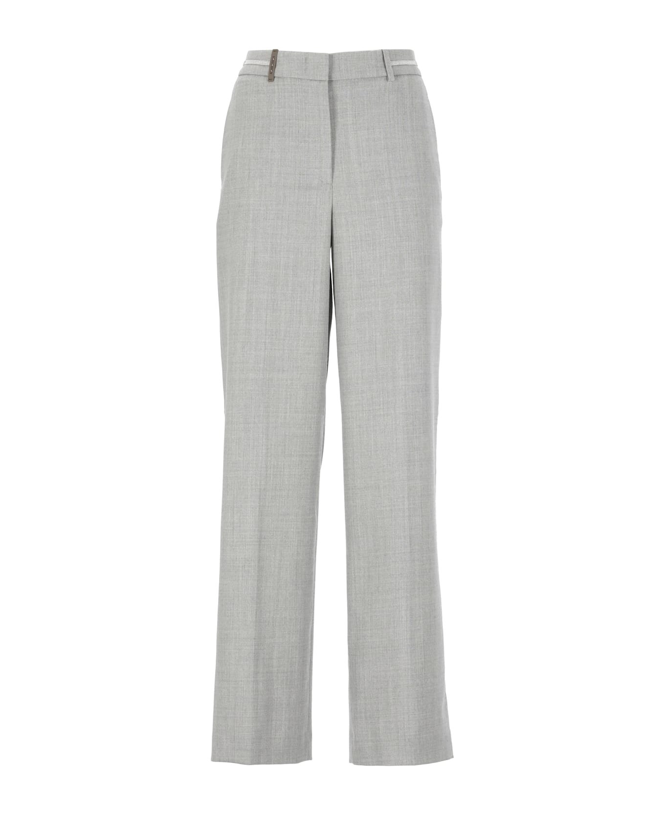 Peserico Light Grey Wool Blend Flannel Trousers - Grey