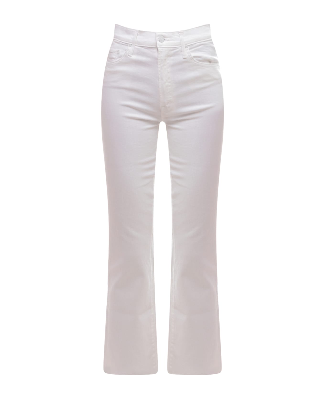 Mother The Insider Crop Step Fray Trouser - White