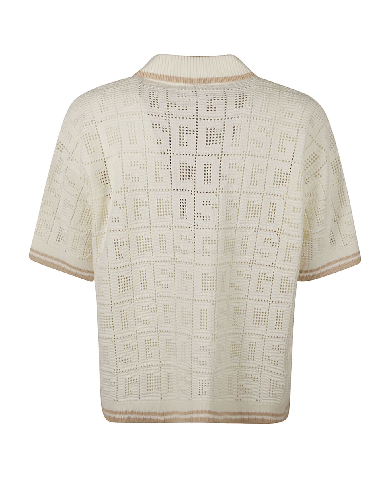 GCDS Monogram Macrame Knit T-shirt - Off White シャツ