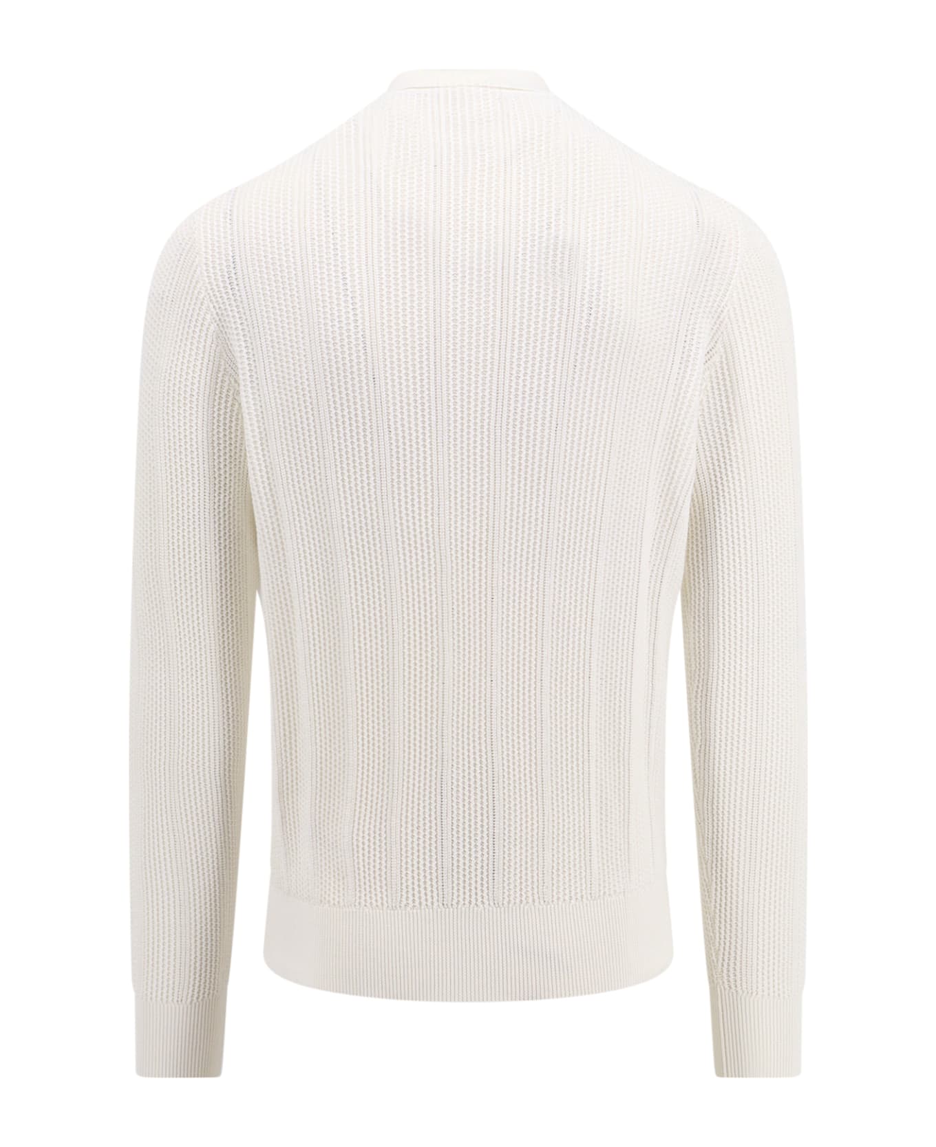Brunello Cucinelli Long-sleeved Knitted cups Polo Shirt - White