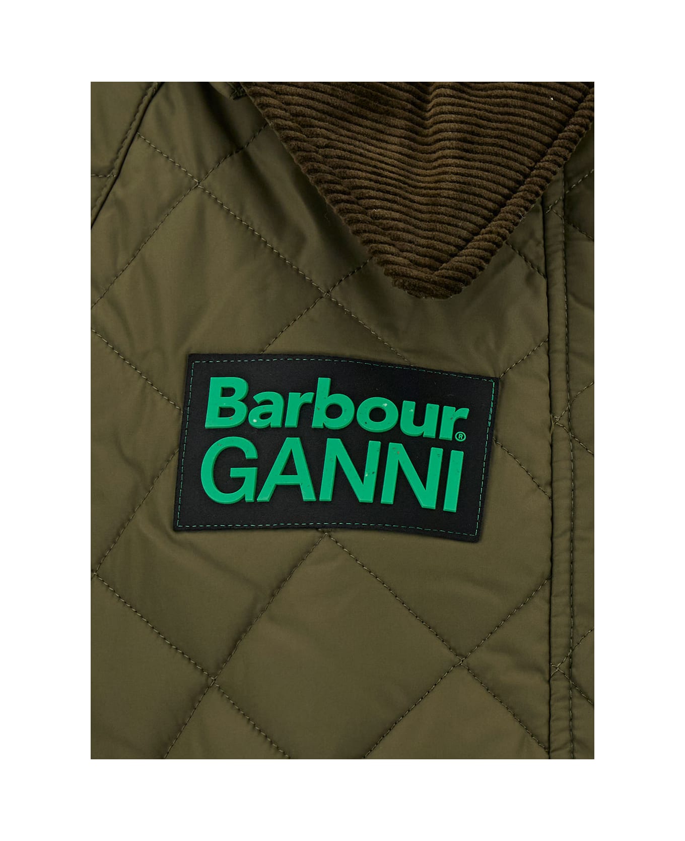 Barbour Green Patchwork Jacket With Logo Patch In Quilted Fabric Woman - Green