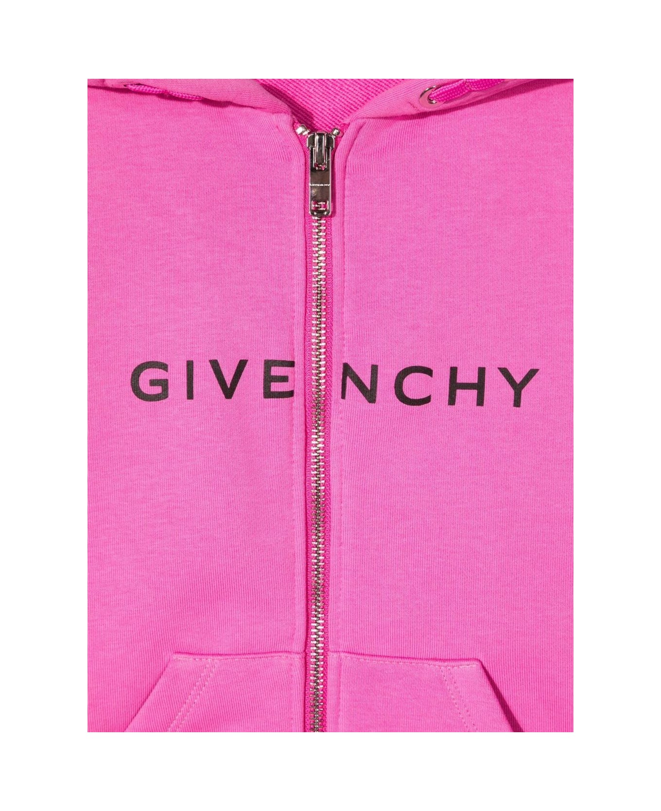 Givenchy Girl Pink Blend Cotton Hoodie With Logo Print - Rosso