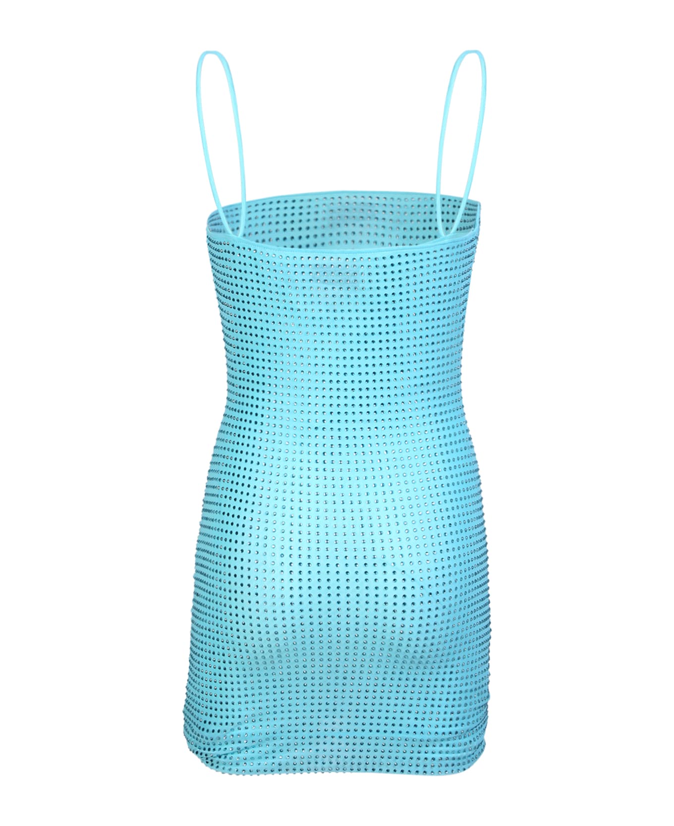 self-portrait Rhinestone Mesh Cowl Mini Light Blue Dress - Blue