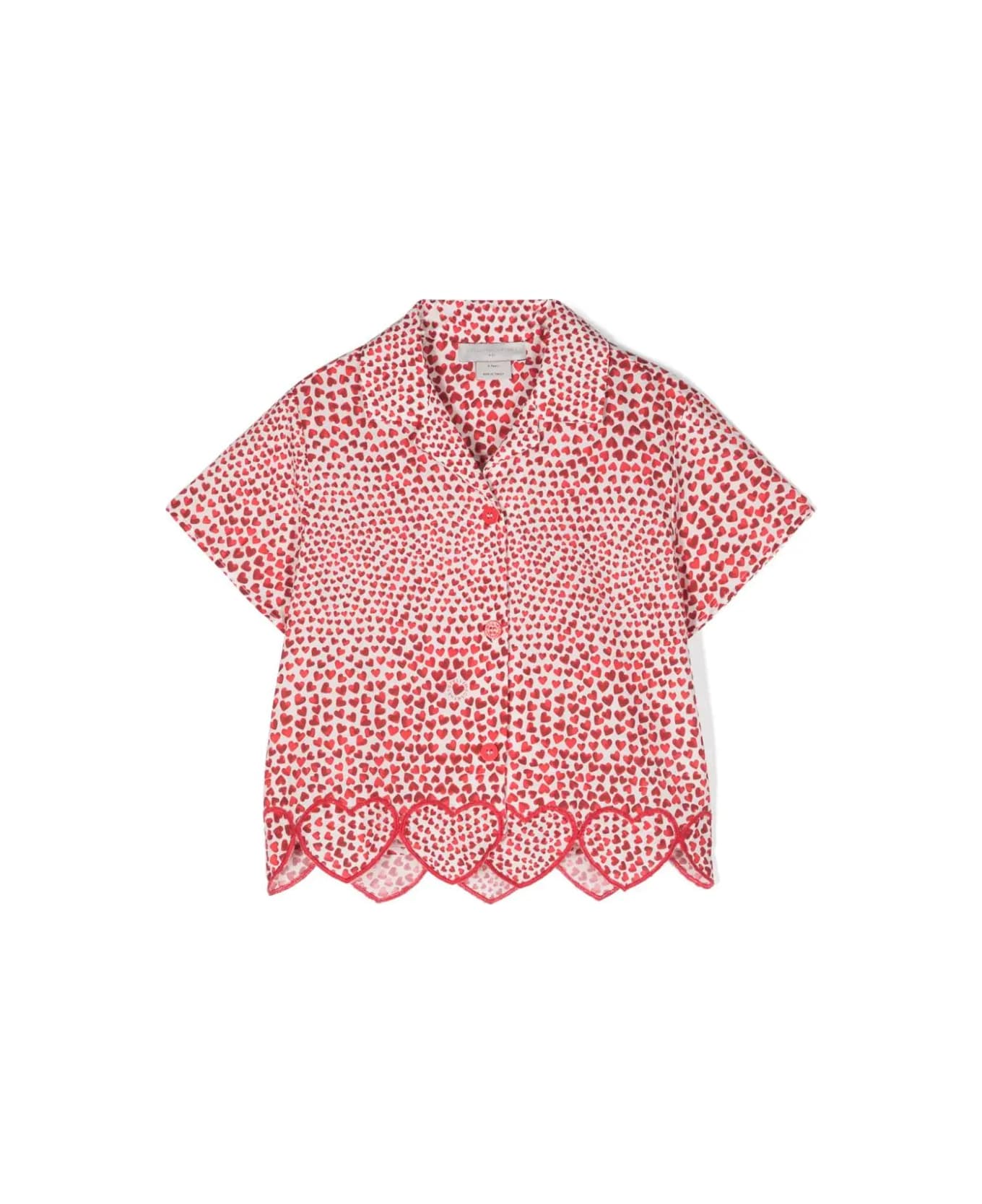 Stella McCartney Kids Hearts High Summer All-over Shirt In Cotton - Red