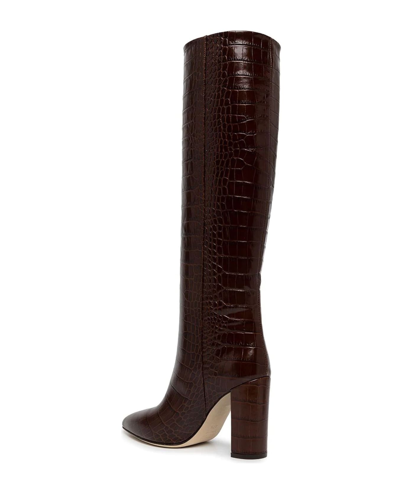 Paris Texas Brown Leather High Boots - Marrone