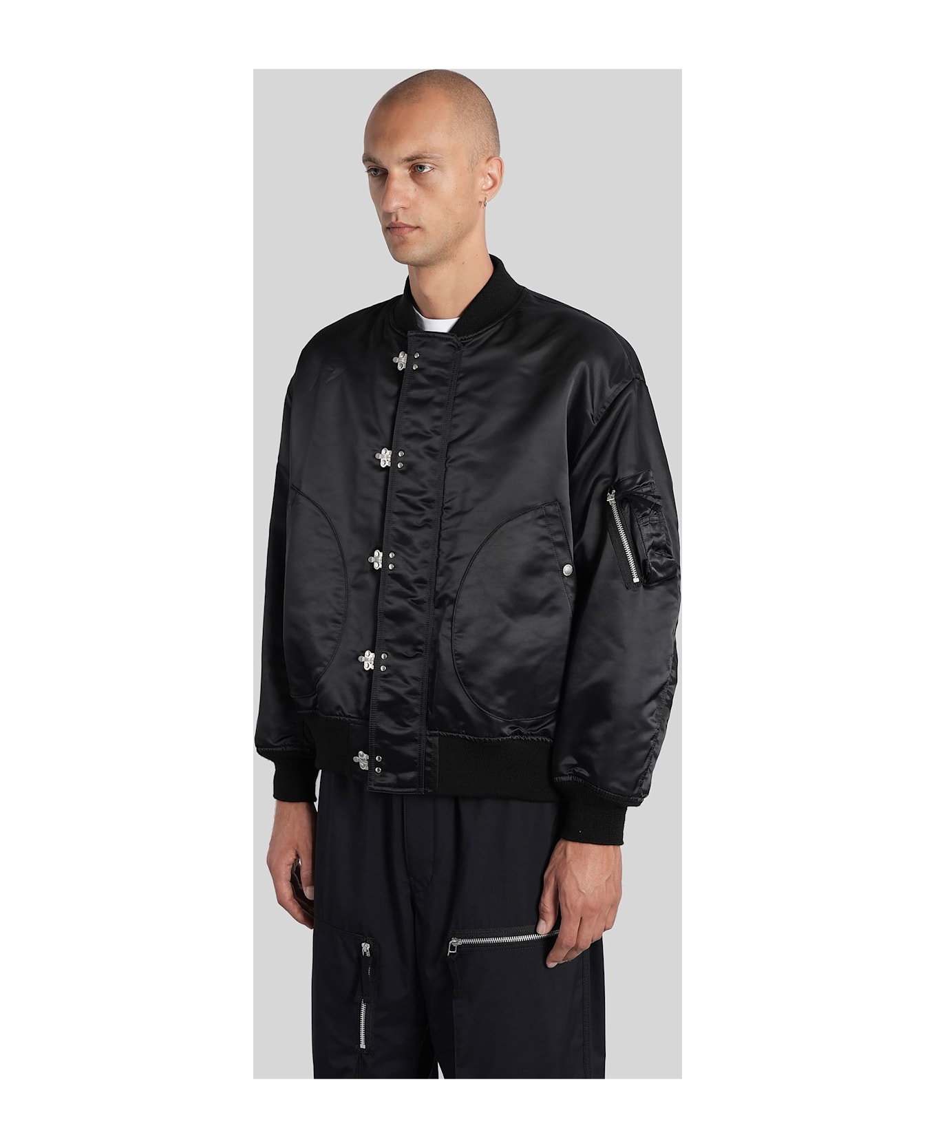 Comme des Garçons Homme Bomber Jacket In Black Nylon - black