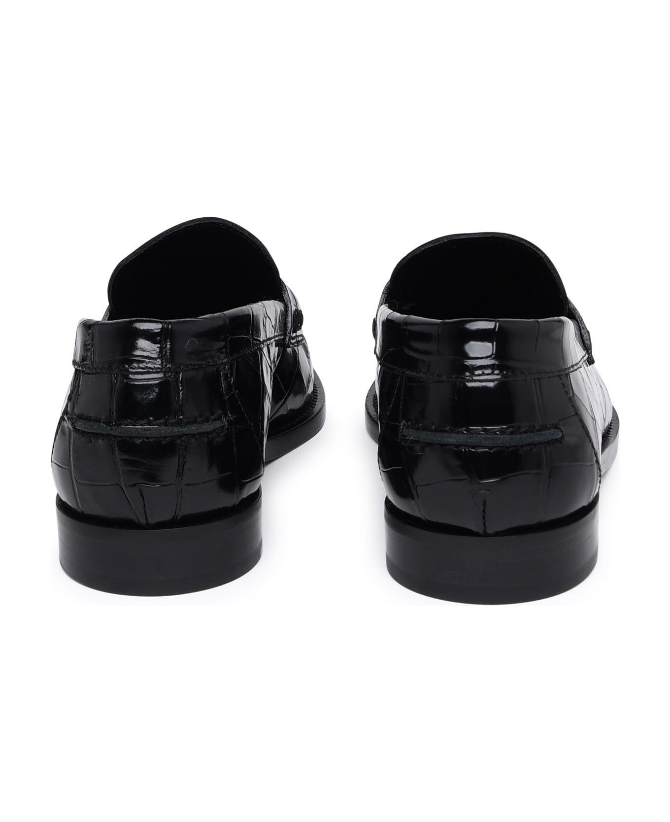 Versace Black Leather Loafers - Black