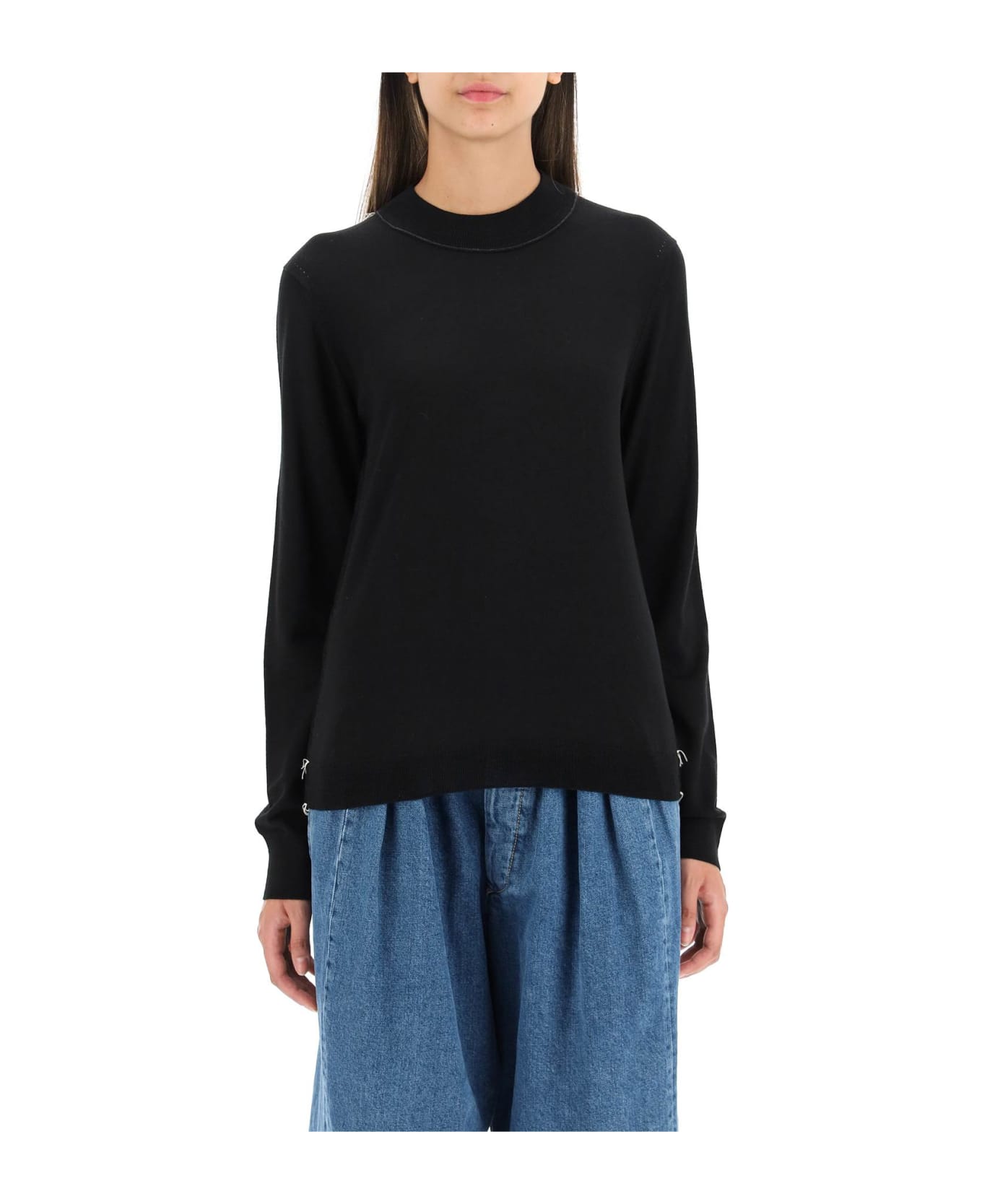 Maison Margiela Wool Sweater With Inside-out Seams - BLACK (Black) ニットウェア