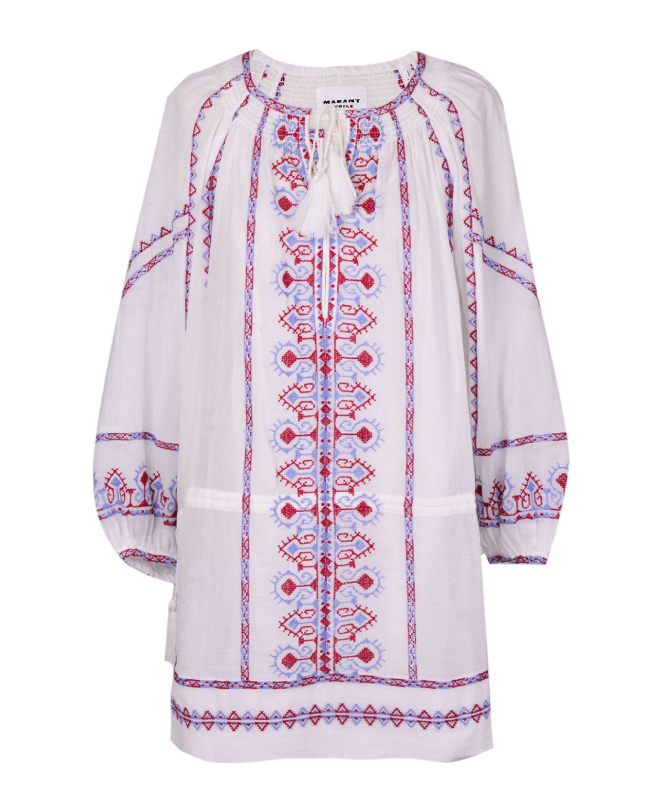 Marant Étoile Embroidered Cotton Mini Dress - White ブラウス
