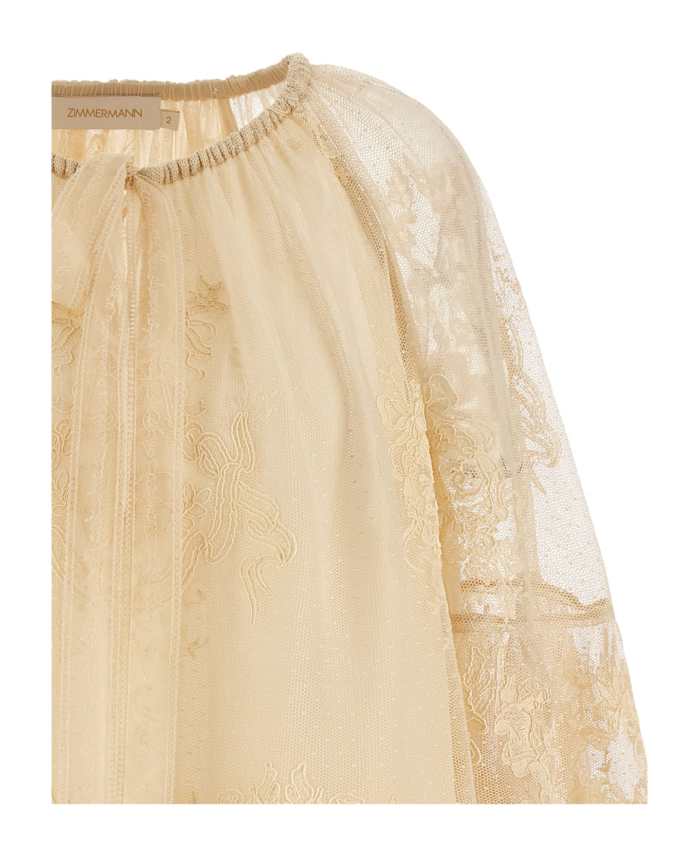 Zimmermann 
hypnotic Tiered Lace
 Blouse - Beige