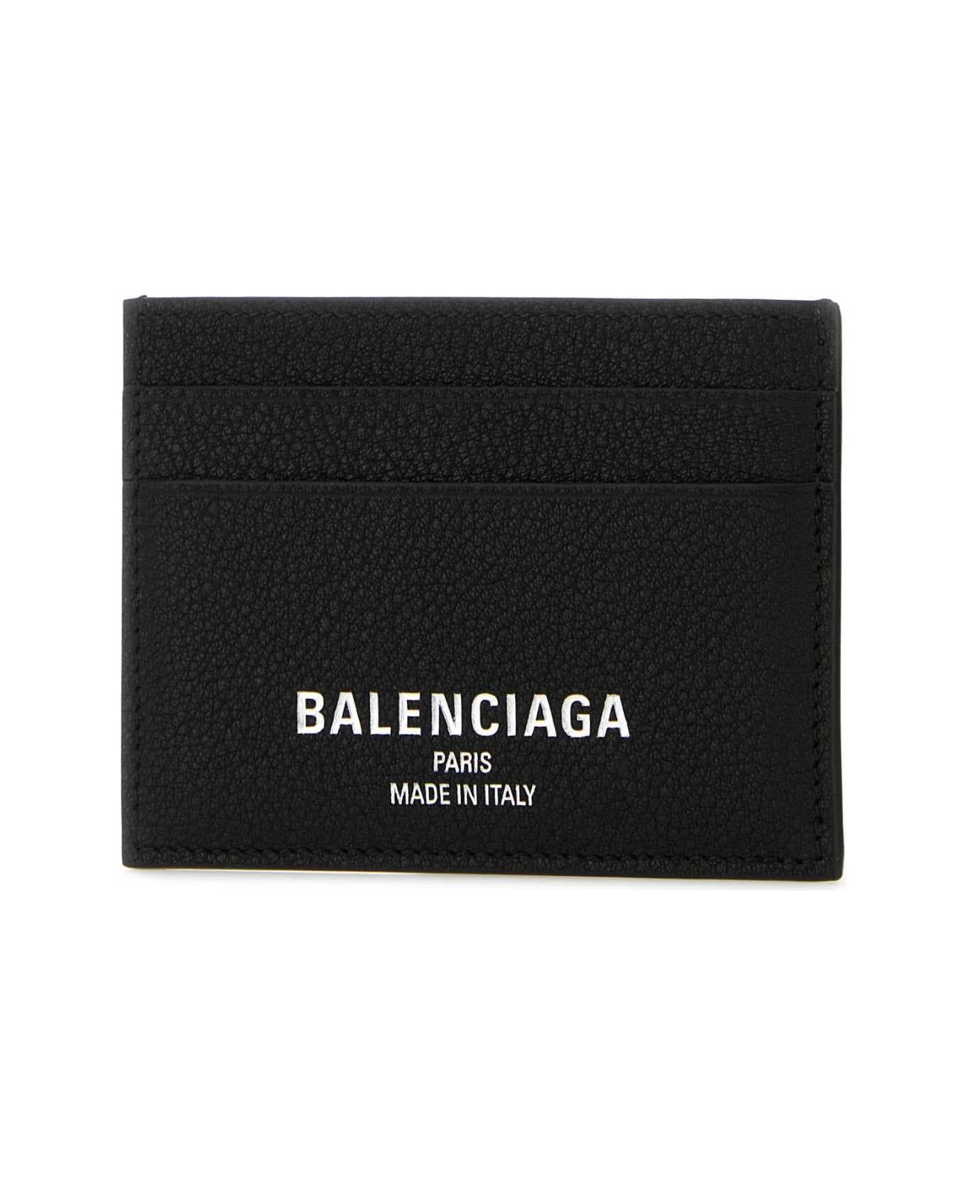 Balenciaga Black Leather Card Holder - Black