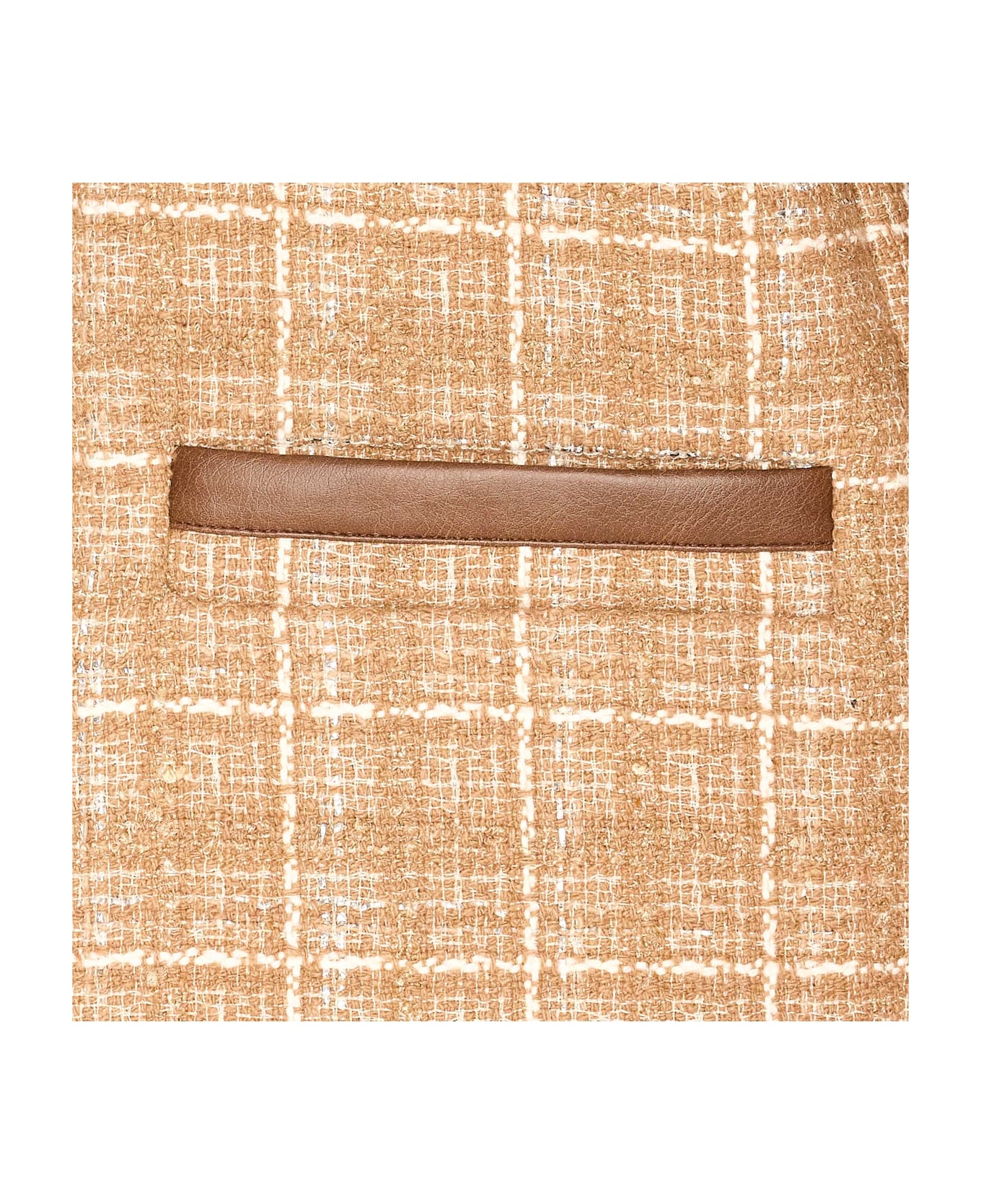 Pinko Cropped Tweed And Faux Leather Jacket - Beige