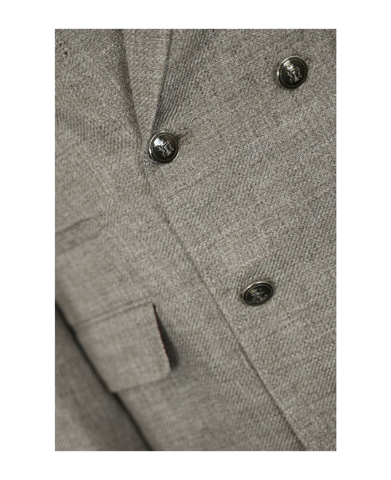 Brunello Cucinelli Double-breasted Jacket In Linen, Wool And Silk - Brown