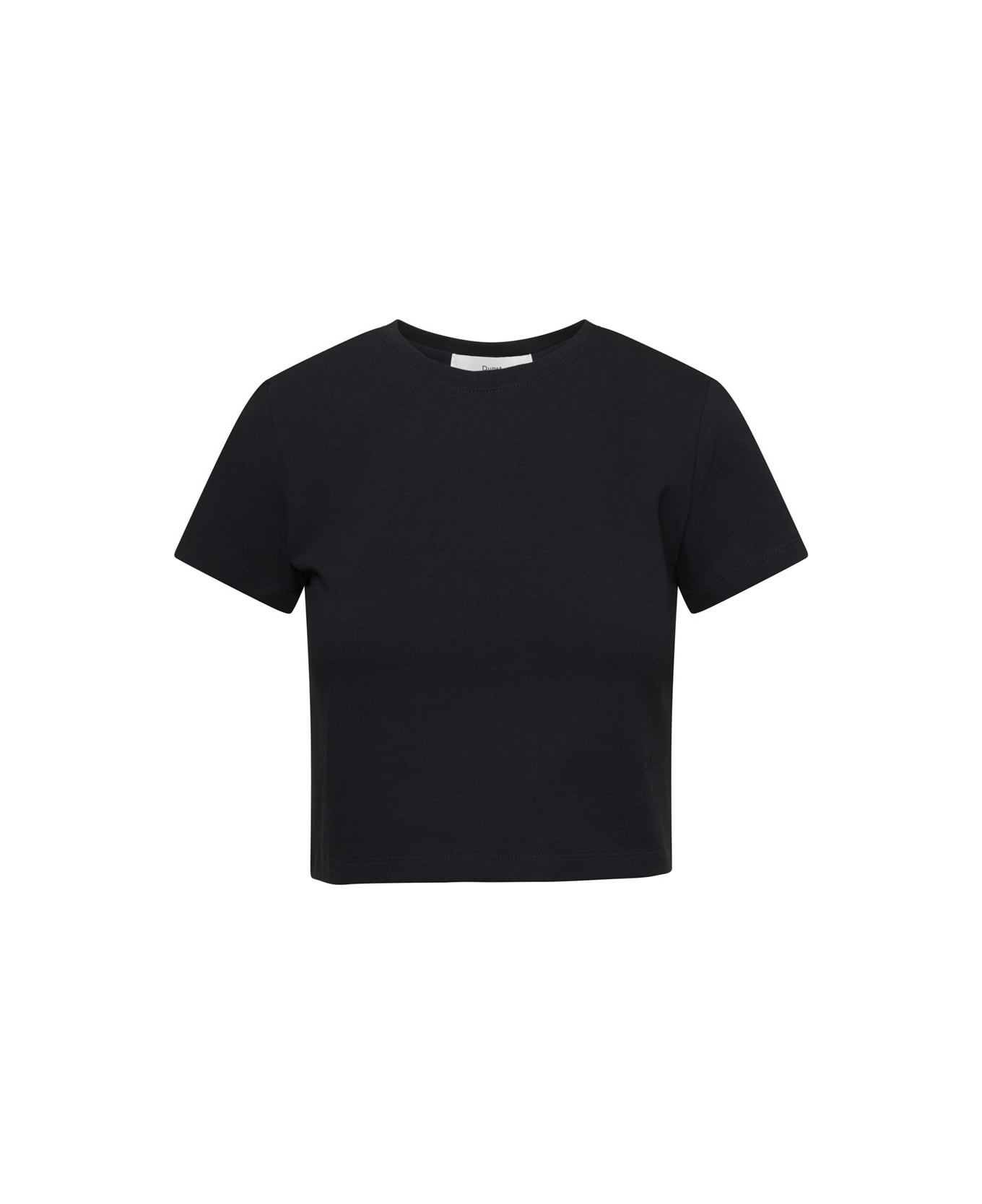 Dunst Black Crewneck Cropped T-shirt In Cotton Woman - Black