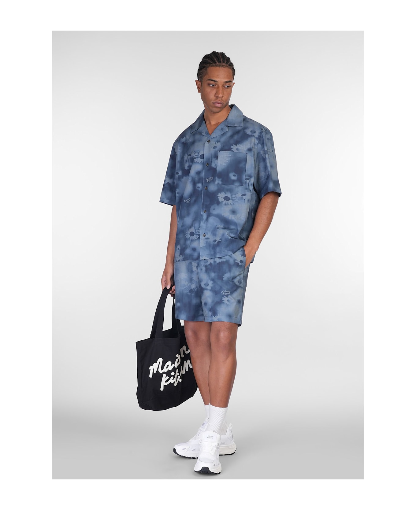 Maison Kitsuné Shorts In Blue Cotton - blue