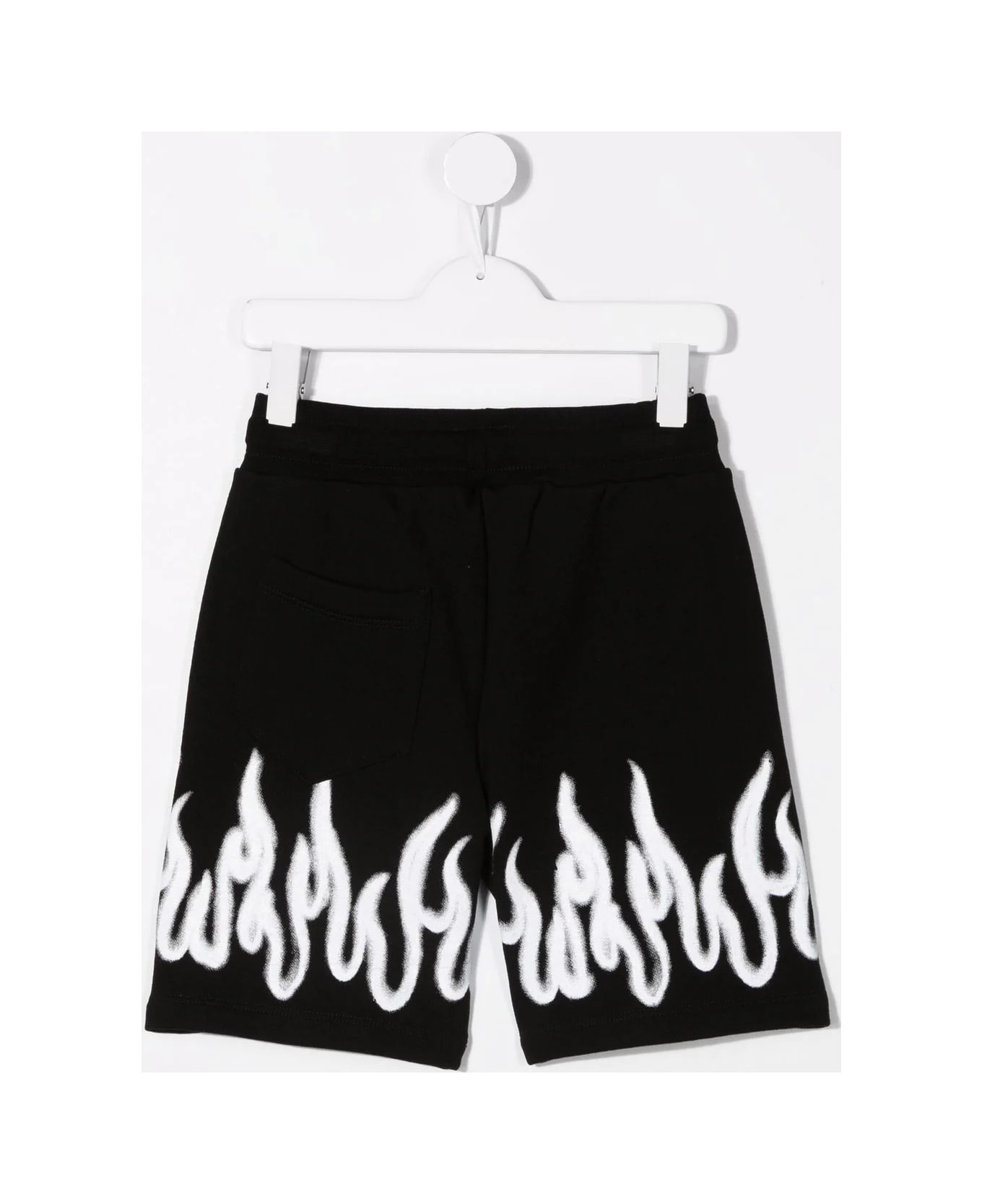 Vision of Super Kids Black Sports Shorts With White Spray Flames Print - Black