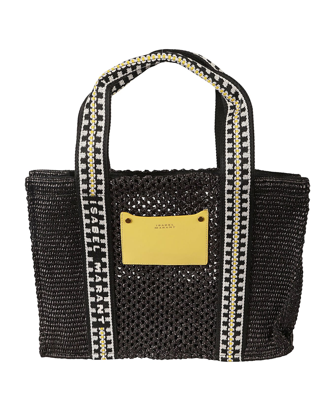 Isabel Marant Weave Logo Patch Tote - Black/Yellow