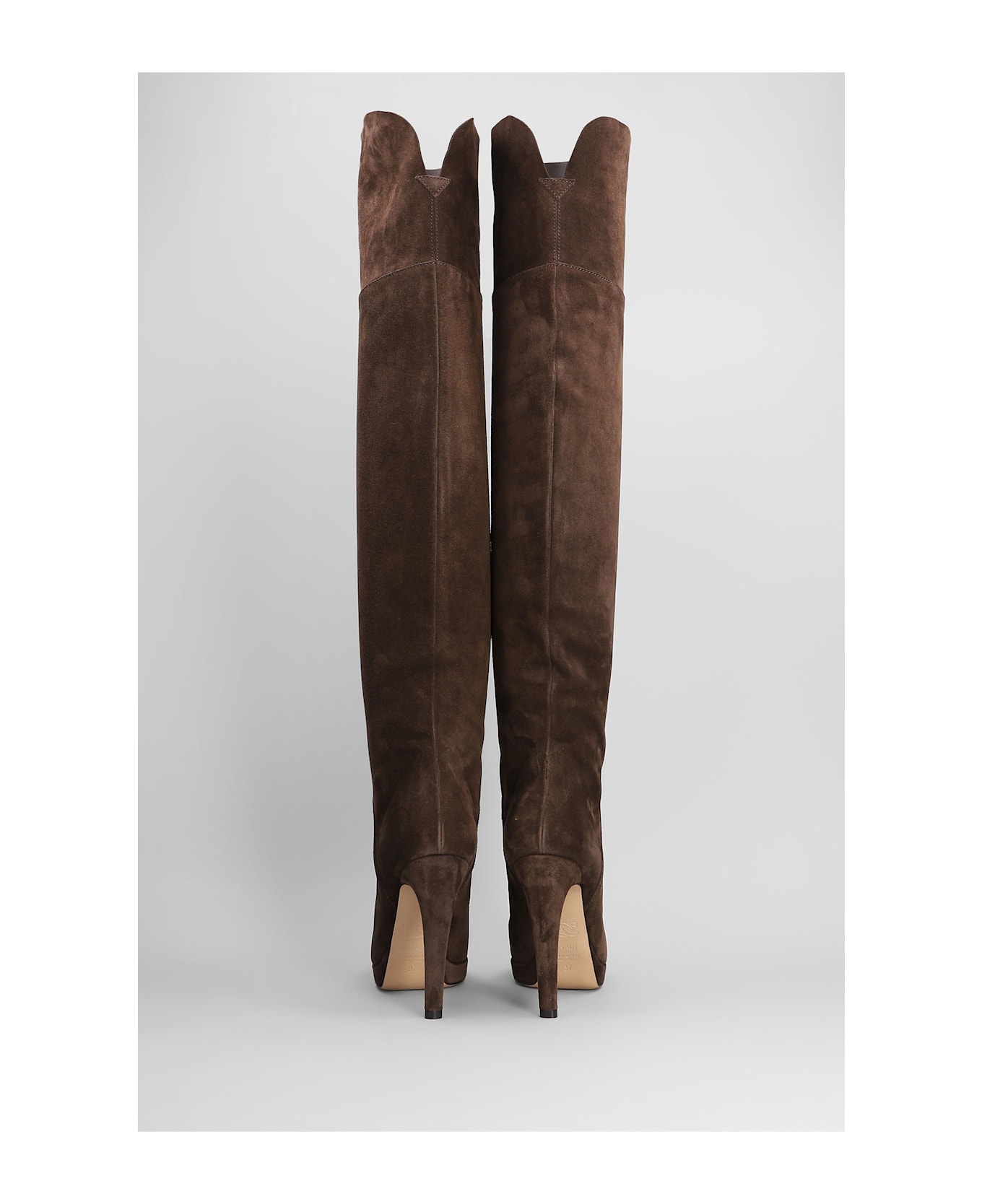 Casadei Michelle High Heels Boots In Brown Suede - brown