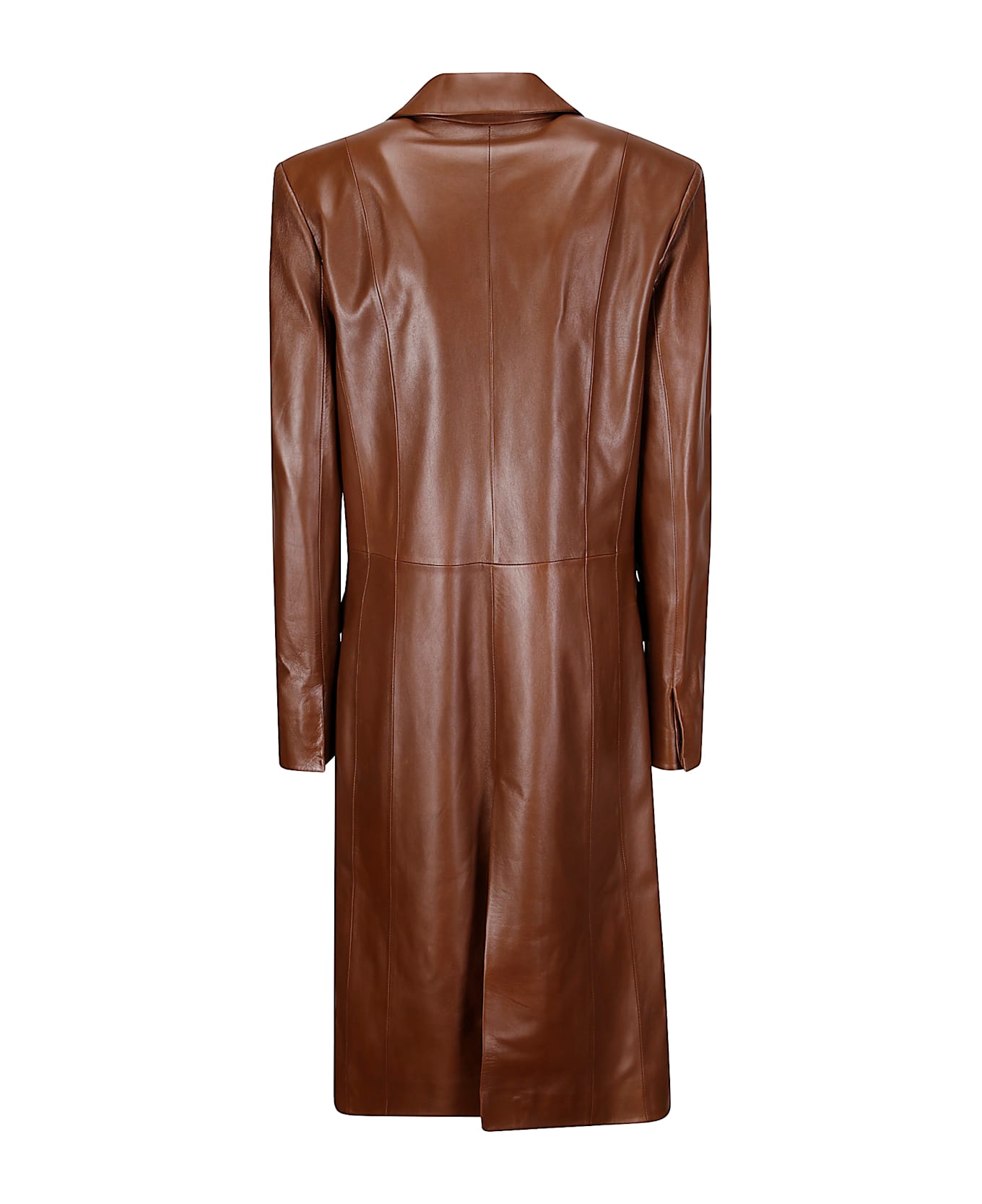 Desa 1972 Leather Redingote Coat - Eagle Brown