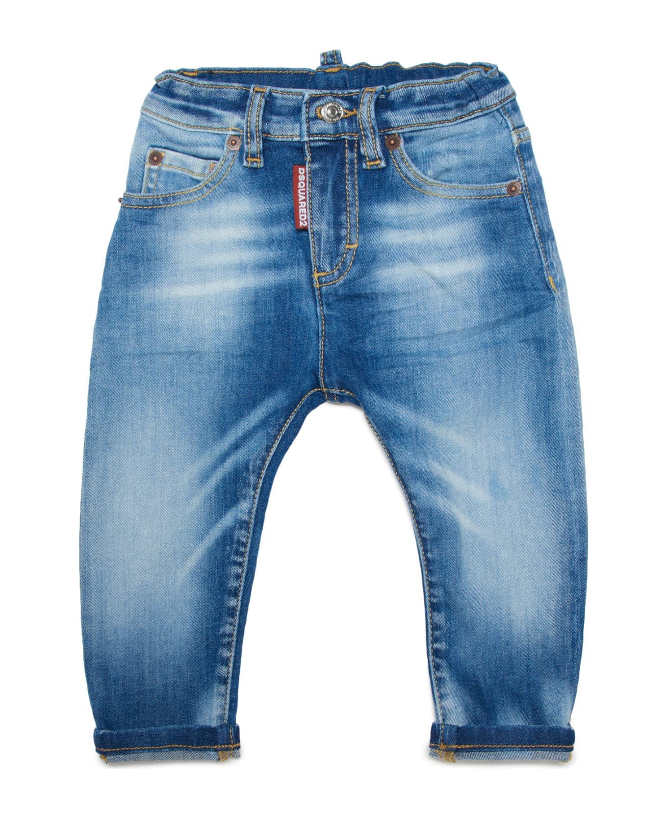 Dsquared2 D2p76ab Trousers Dsquared Washed Blue Denim Jeans With Roll-ups - Blue denim