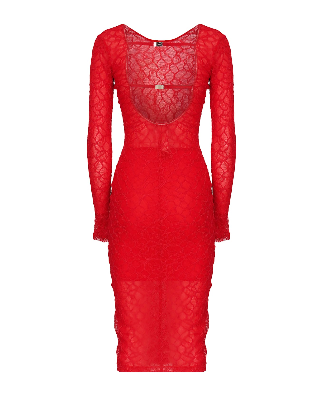 Pinko Lace Dress With Open Back - Red