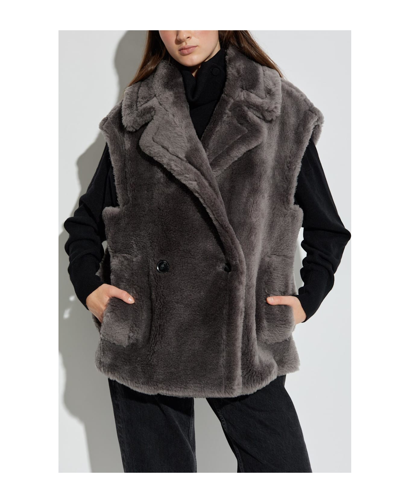 STAND STUDIO Faux Fur Vest 
carly
 - GREY