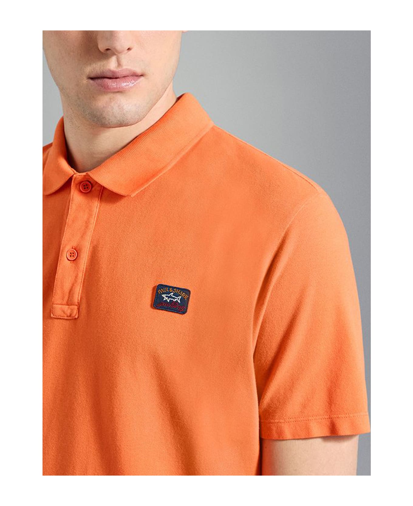 Paul&Shark Garment Dyed Pique' Cotton Polo - Arancio