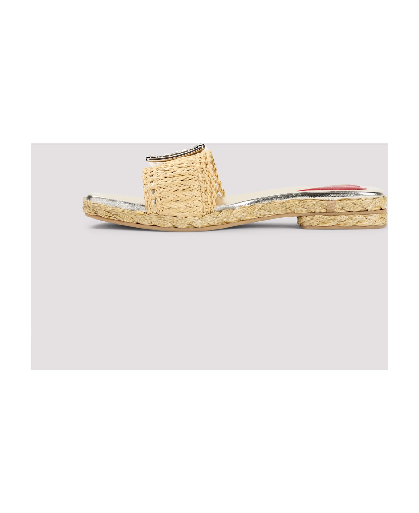 Roger Vivier Strass Buckle Raffia 25 Espadrillas - Crema Chiaro