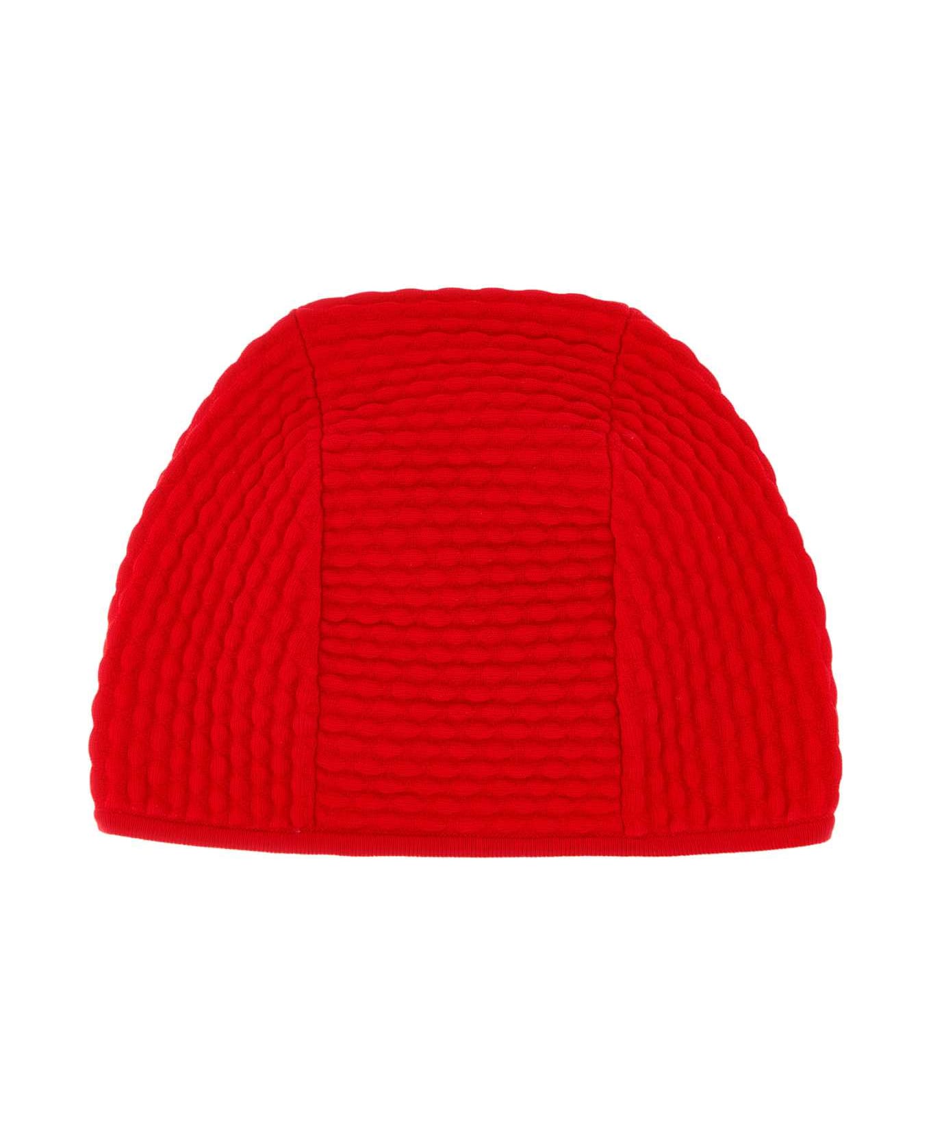 Prada Red Stretch Nylon Blend Beanie - ROSSO