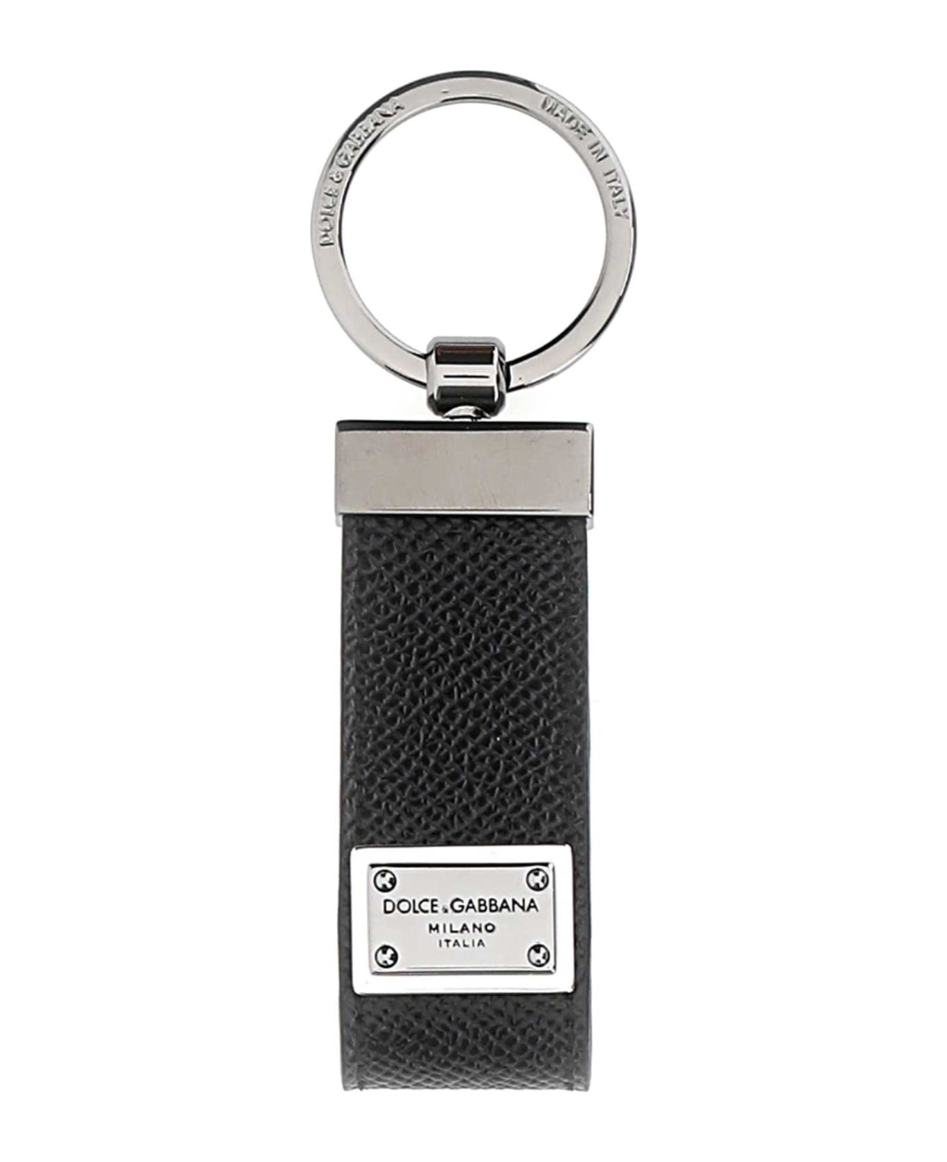 Dolce 
Gabbana Black Leather Key Ring - NERO
