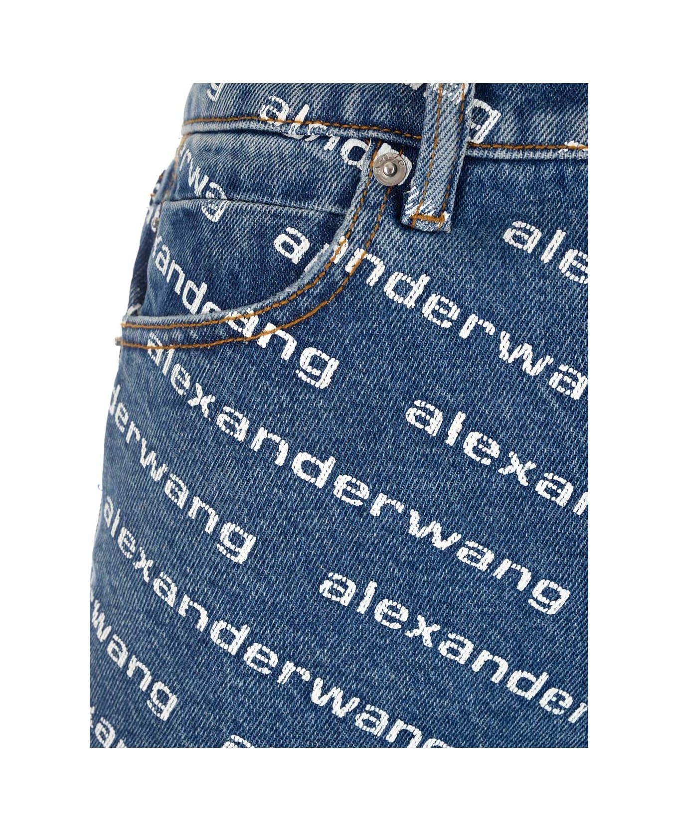 Alexander Wang 'bite' High-rise Shorts - BLUE/WHITE