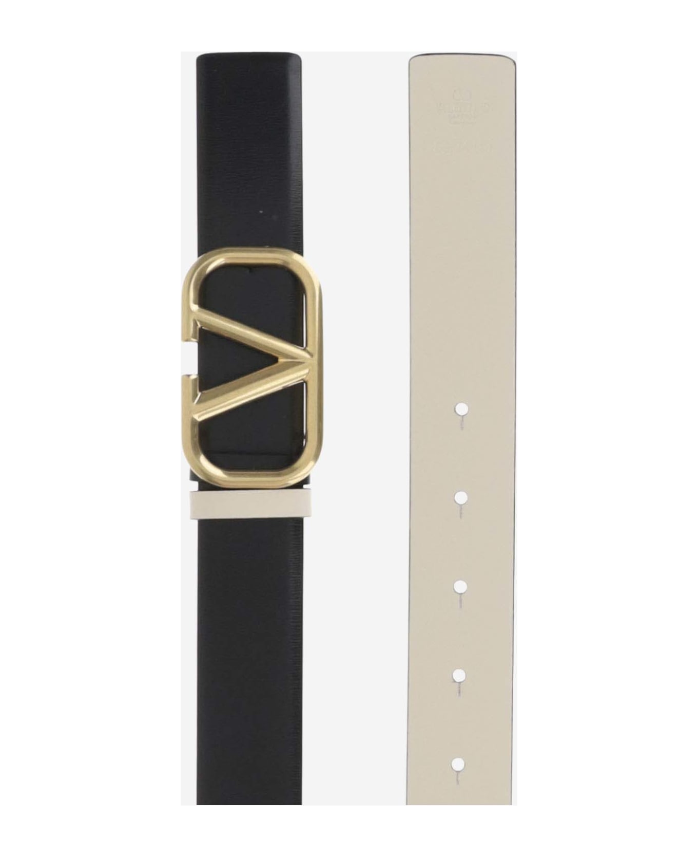 Valentino Garavani Vlogo Signature Reversible Belt - NERO-LIGHT IVORY