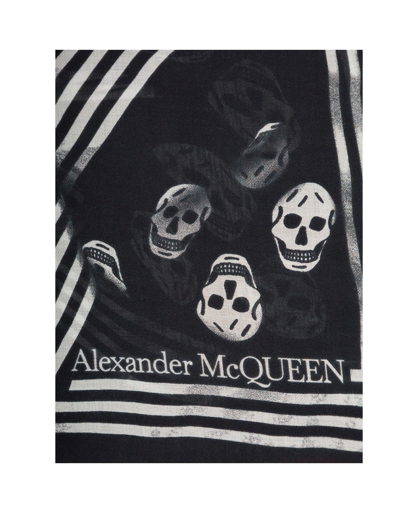Alexander McQueen Man's Biker Skull Modal Scarf - Black
