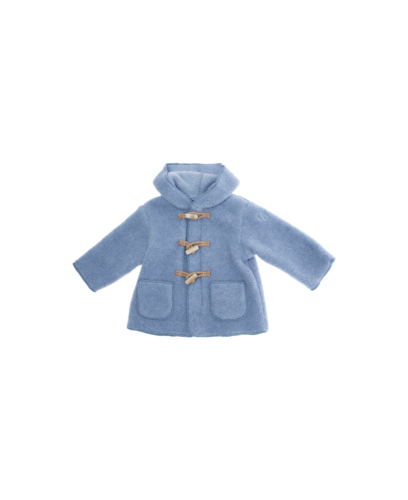 Il Gufo Blue Jacket With Fixed Hood And Logo Lettering Embroidery On The Sleeve In Tech Fabric Baby - Blu