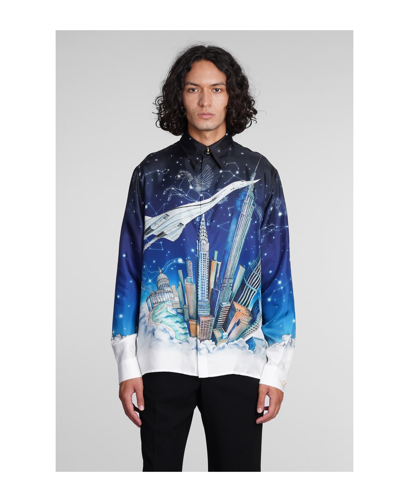 Casablanca Blue Silk Pattern Shirt main image 1