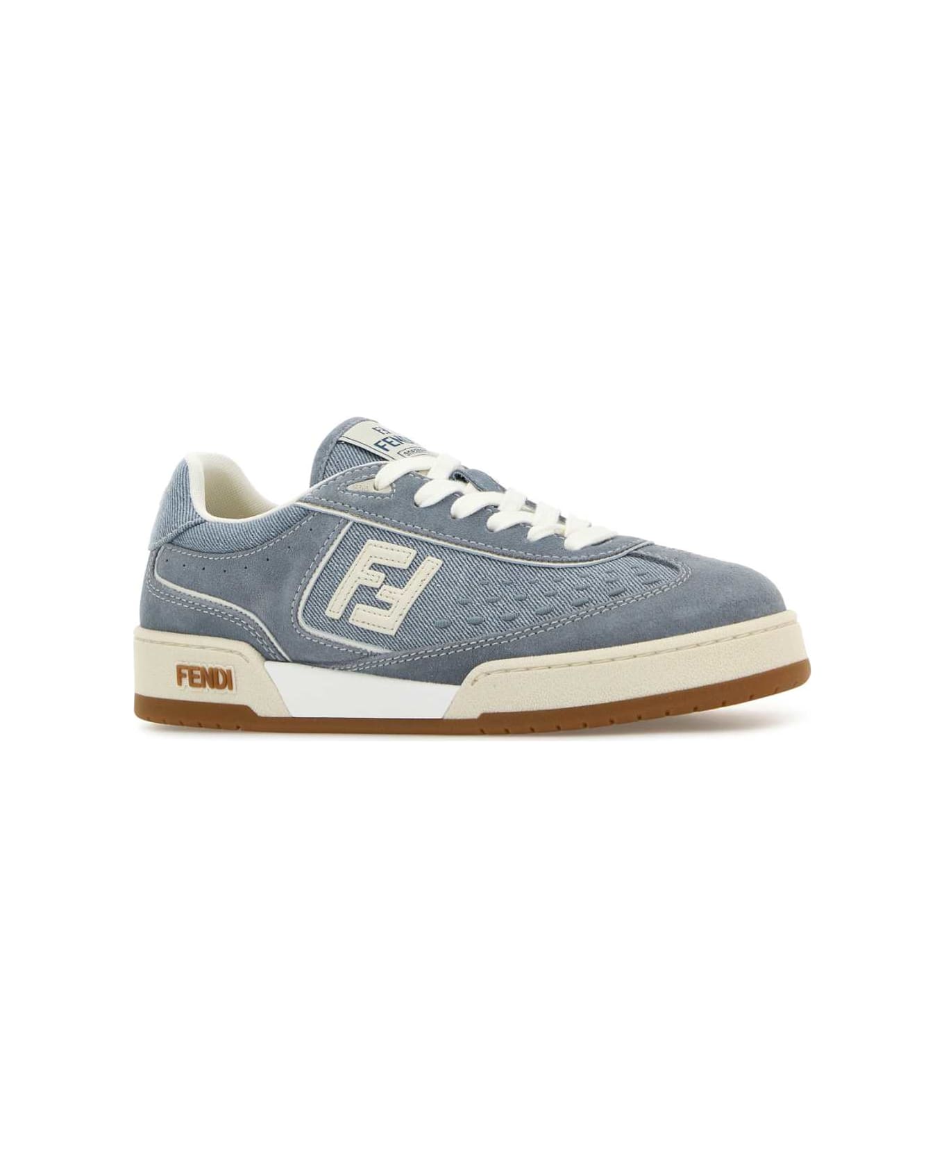 Fendi Light Blue Denim And Suede Fendi Match Sneakers - LIGHTBLUE