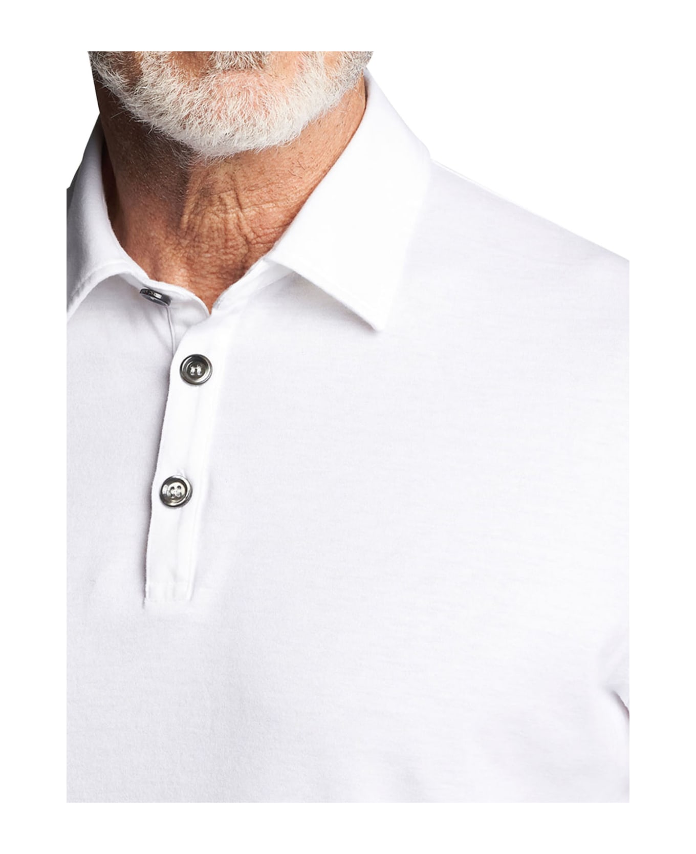 Kiton Jersey Poloshirt Cotton - WHITE ポロシャツ