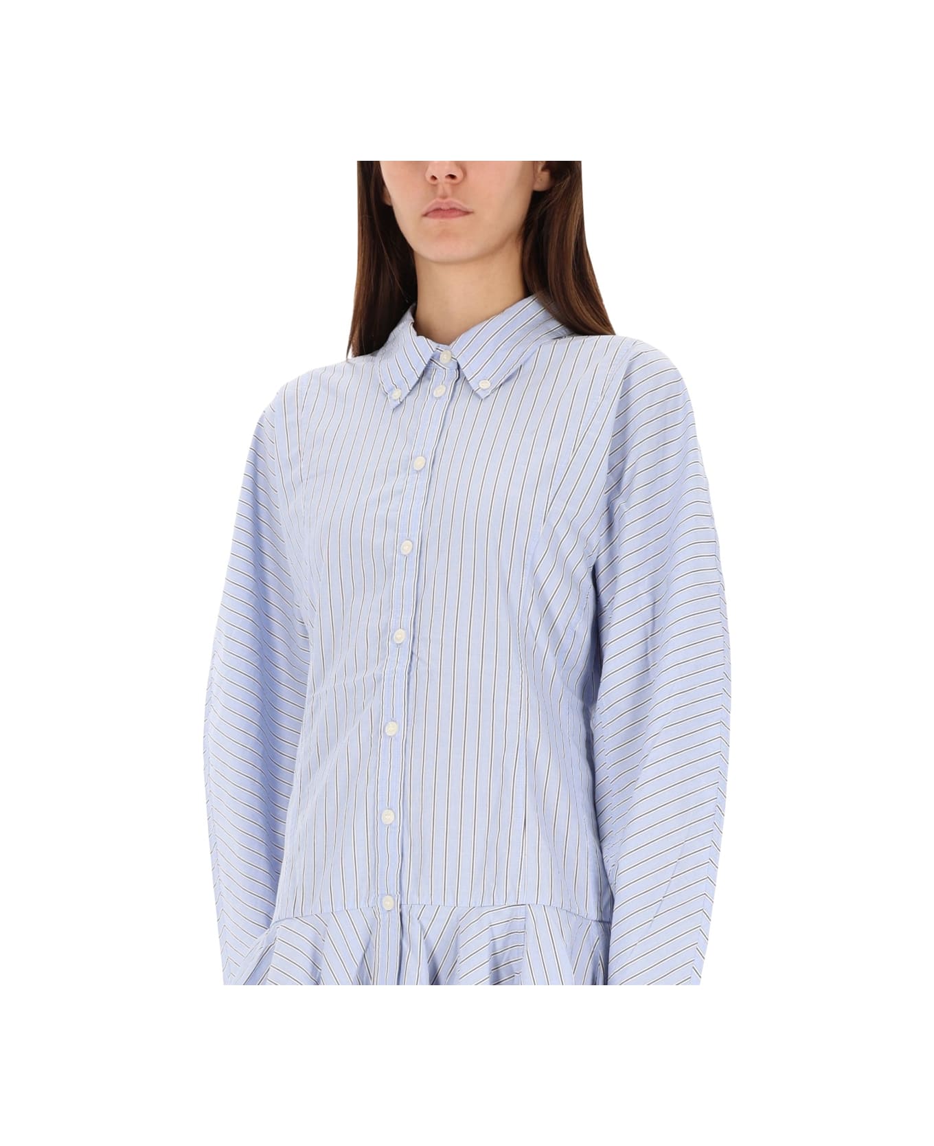 Ganni Striped Chemisier Dress - BABY BLUE