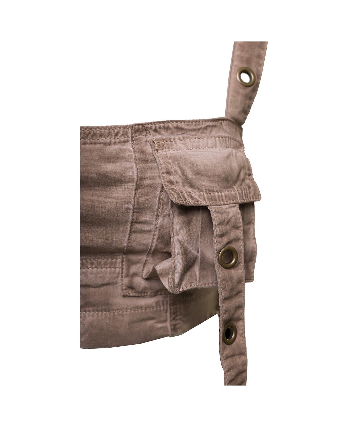 Blumarine Beige Cropped Cargo Top With Pockets In Cotton Stretch Woman - Beige