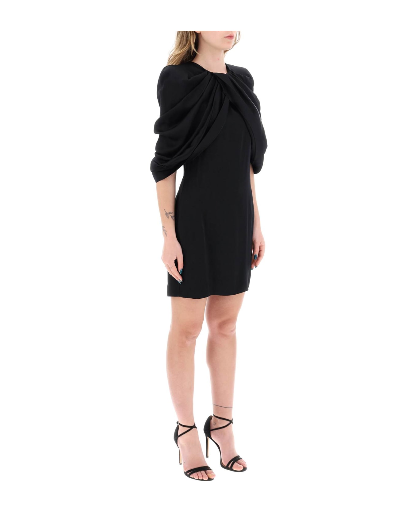 Stella McCartney Mini Dress With Petal Sleeves - BLACK (Black)