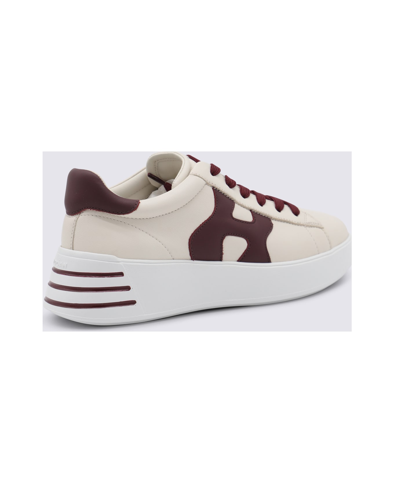 Hogan White And Burgundy Leather Sneakers - BEIGE/BORDEAUX