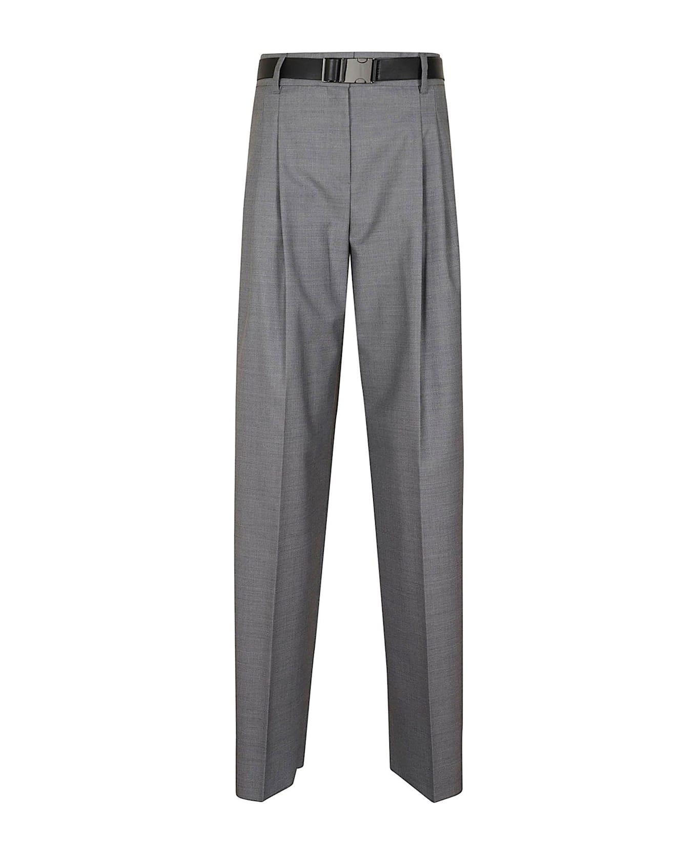 Max Mara Studio Belted Straight Leg Trousers - Grigio