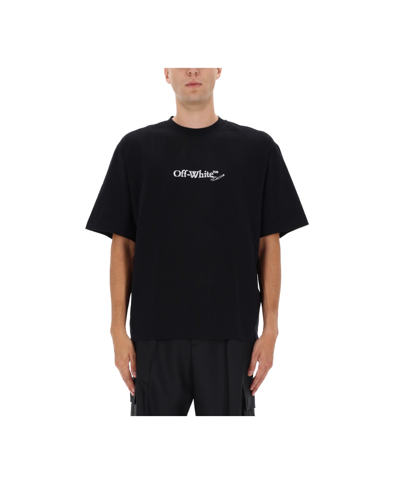 Off-White T-shirt With Logo - BLACK