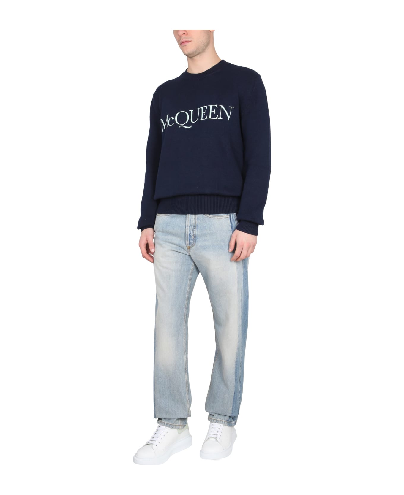 Alexander McQueen Worker Jeans With Patches - BLU デニム