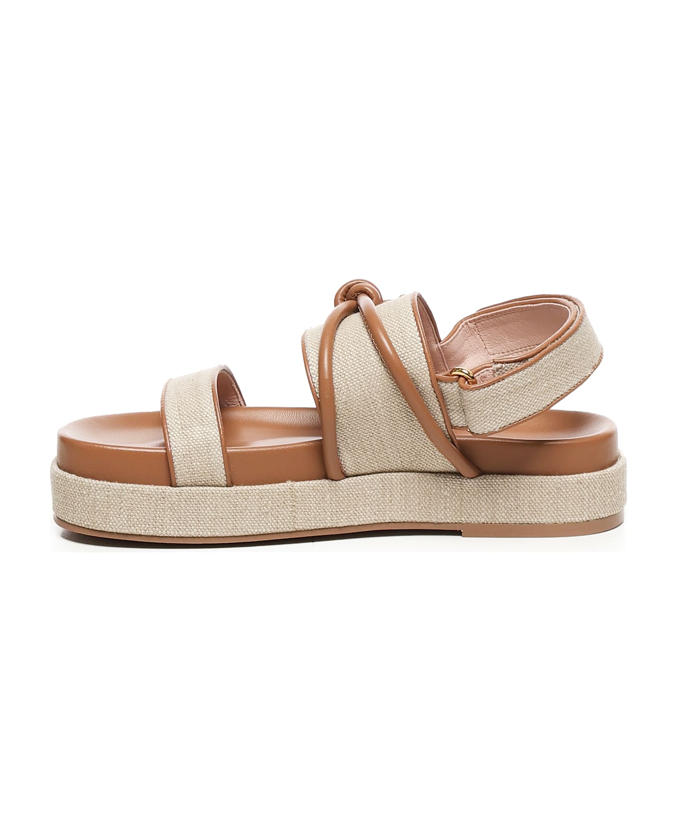 Coccinelle Carmy Canvas Platform Sandals - NATURAL/CUIR