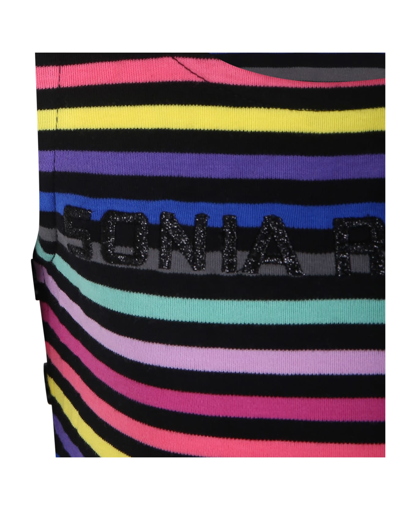 Rykiel Enfant Black Tank Top For Girl With Logo - Multicolor Tシャツ＆ポロシャツ