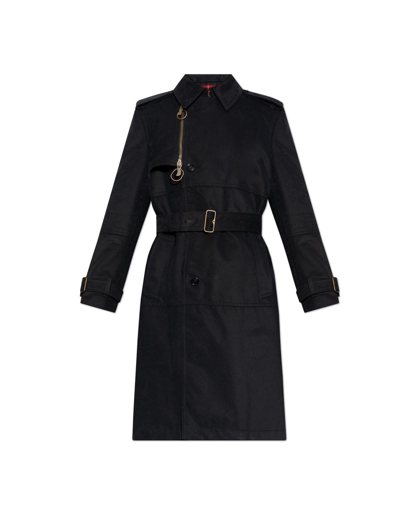 Burberry Double Breasted Belted Trench Coat - Black
